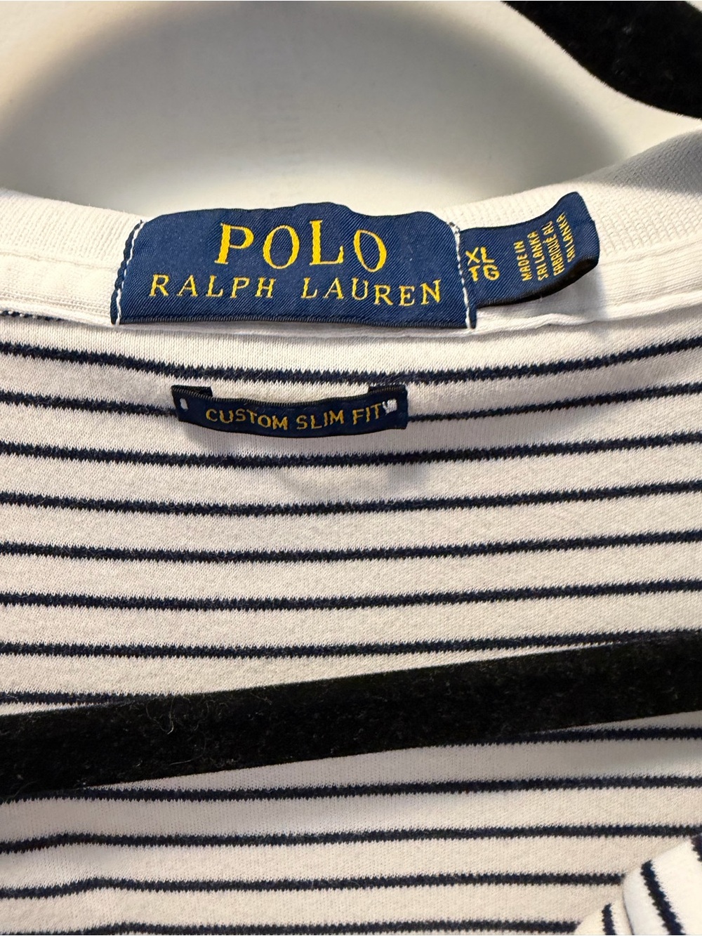 Ralph Lauren Black & White Striped Polo Tee - Picture 2 of 3